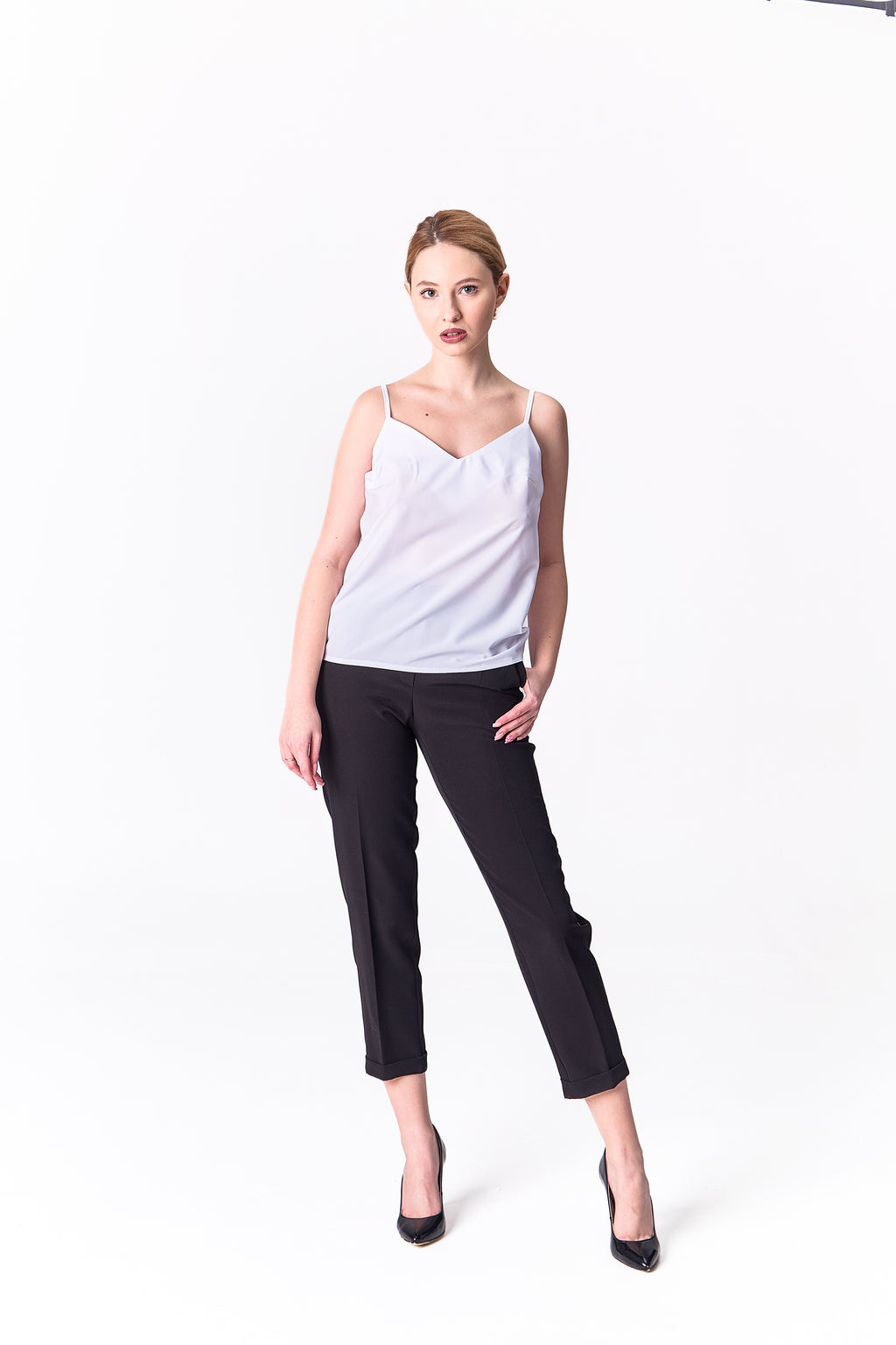 Minimalist Straight-Cut Top with Adjustable Straps – White, Red, Black Red