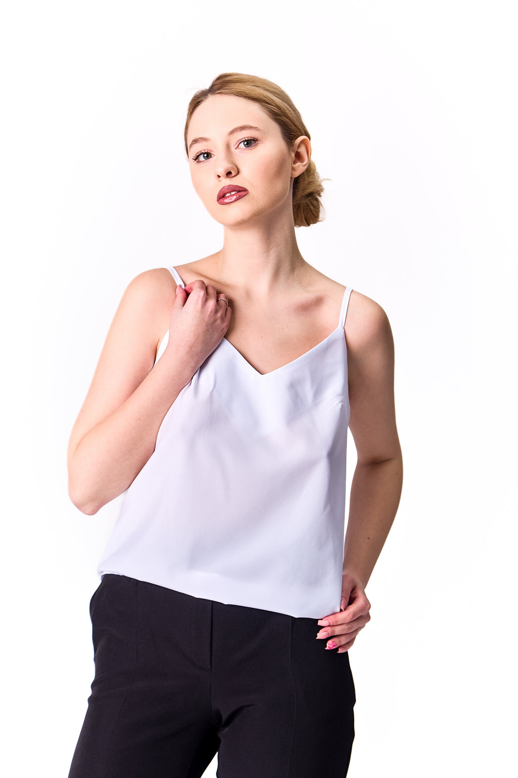Minimalist Straight-Cut Top with Adjustable Straps – White, Red, Black Red