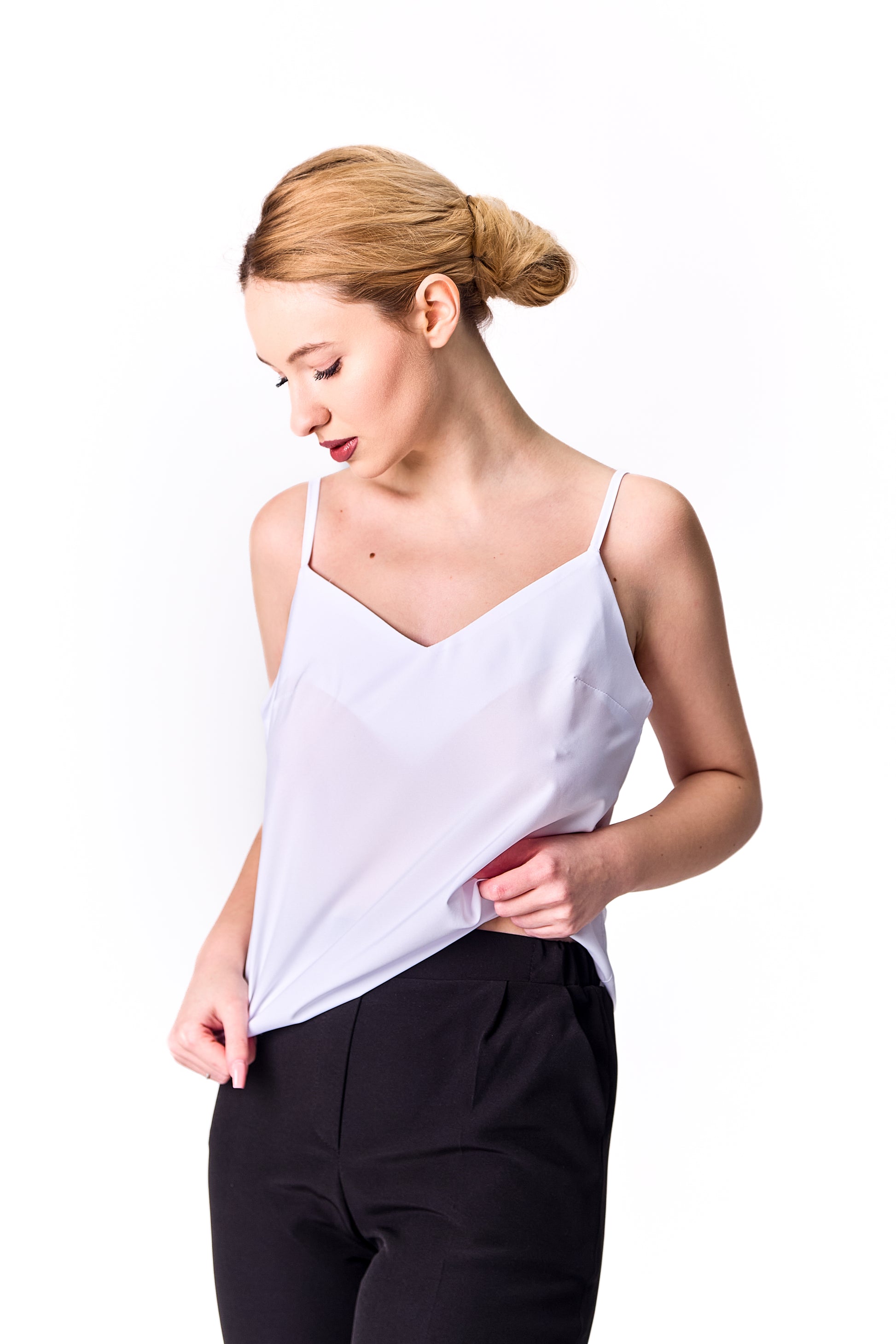 Minimalist Straight-Cut Top with Adjustable Straps – White, Red, Black Red