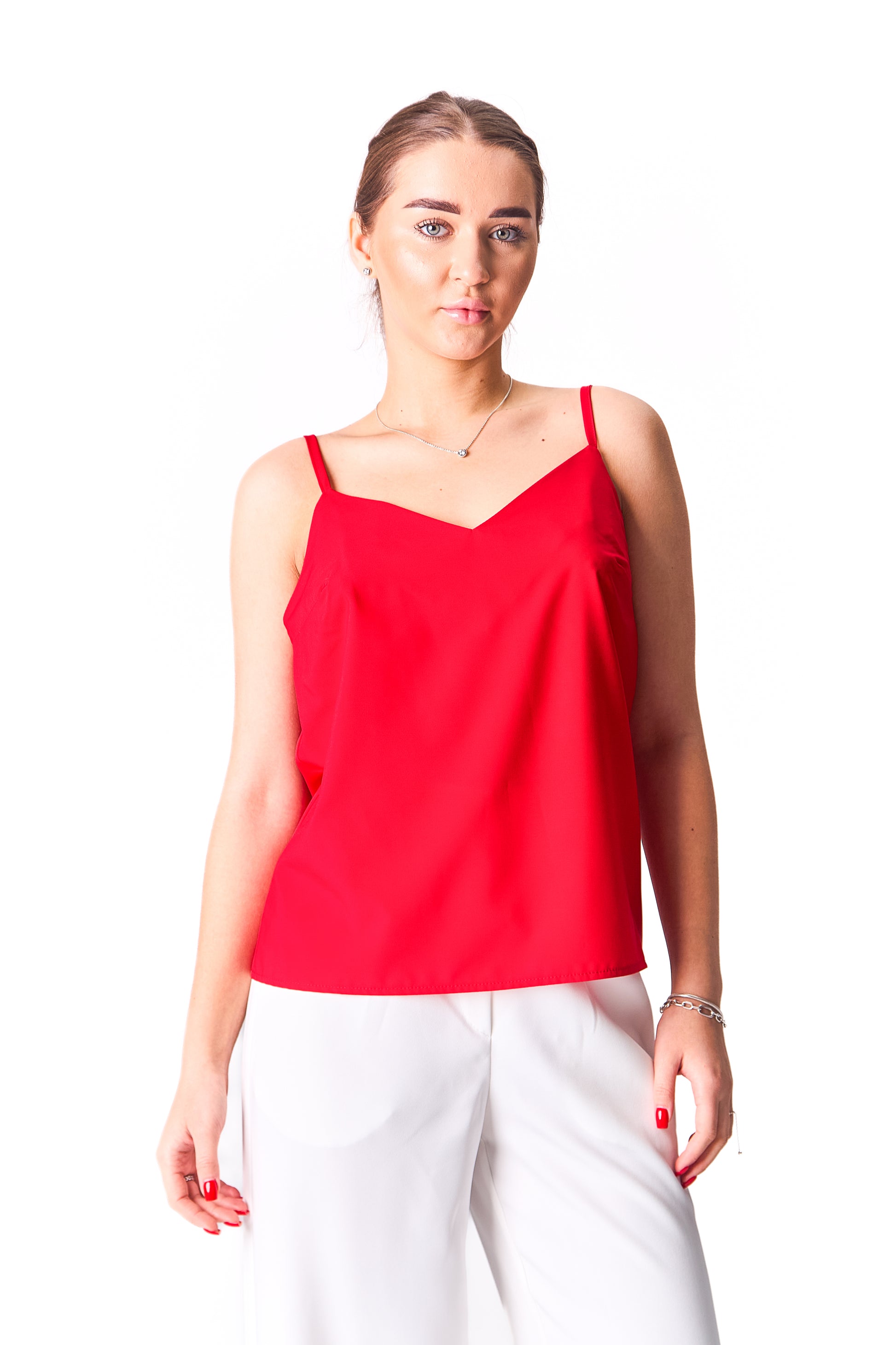 Minimalist Straight-Cut Top with Adjustable Straps – White, Red, Black Red