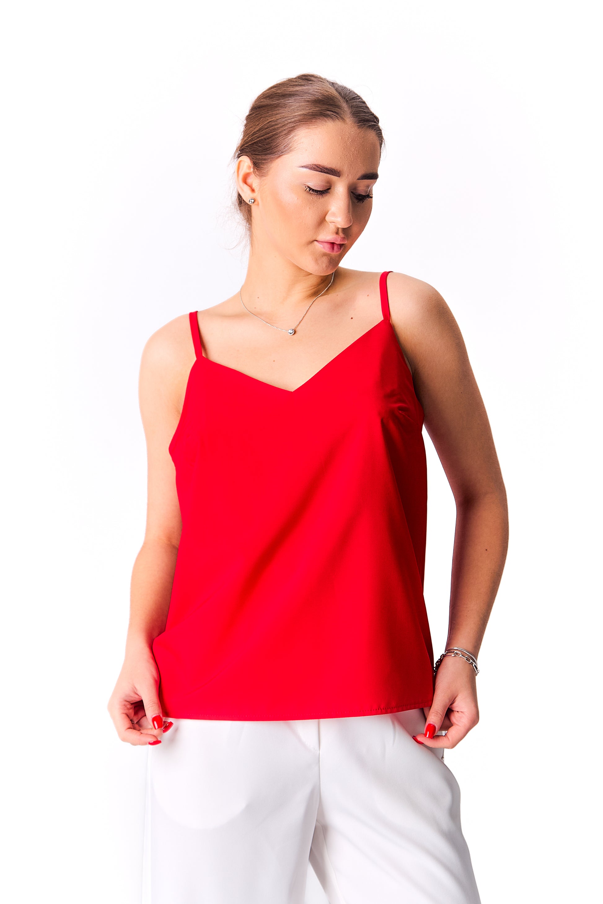 Minimalist Straight-Cut Top with Adjustable Straps – White, Red, Black Red