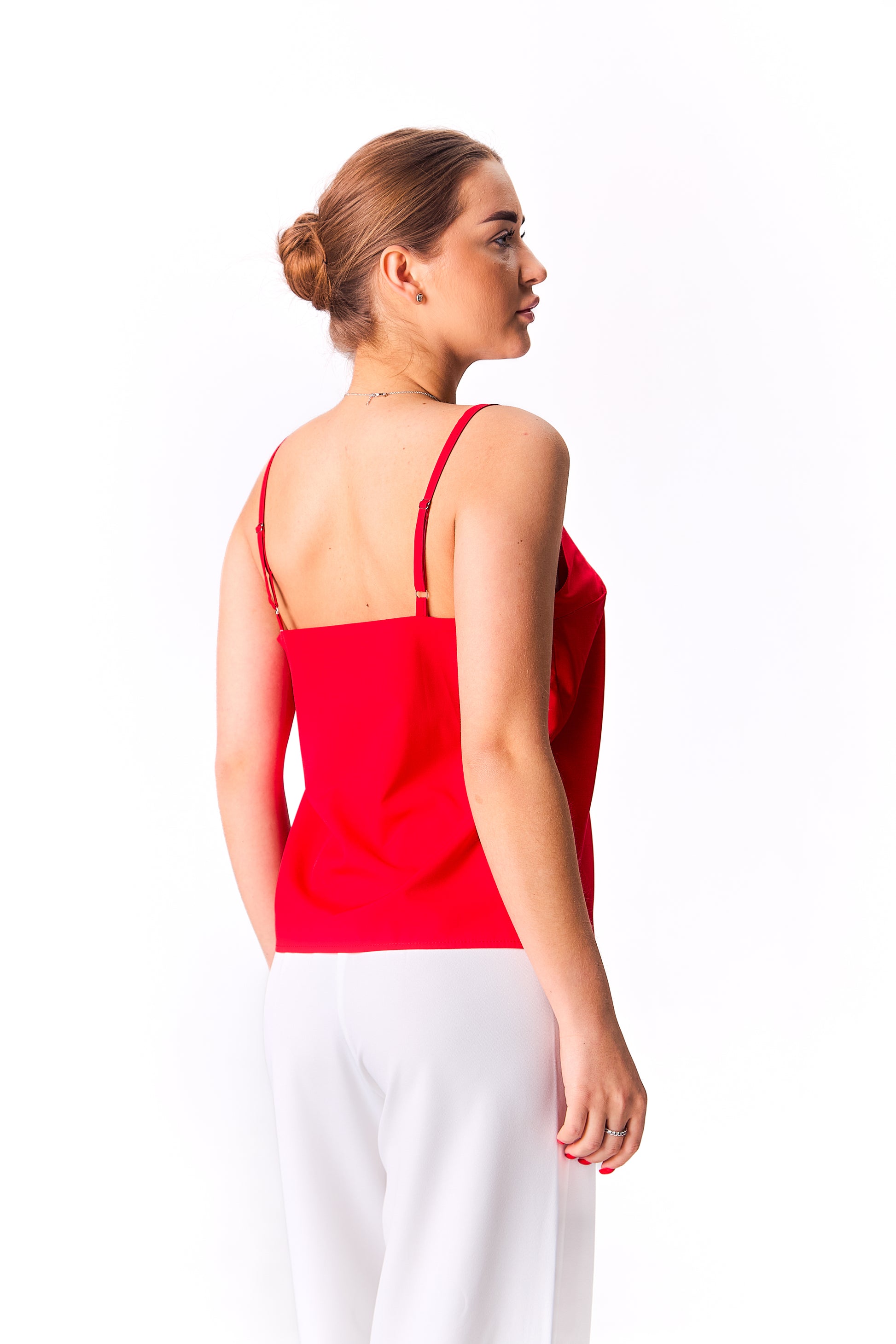 Minimalist Straight-Cut Top with Adjustable Straps – White, Red, Black Red