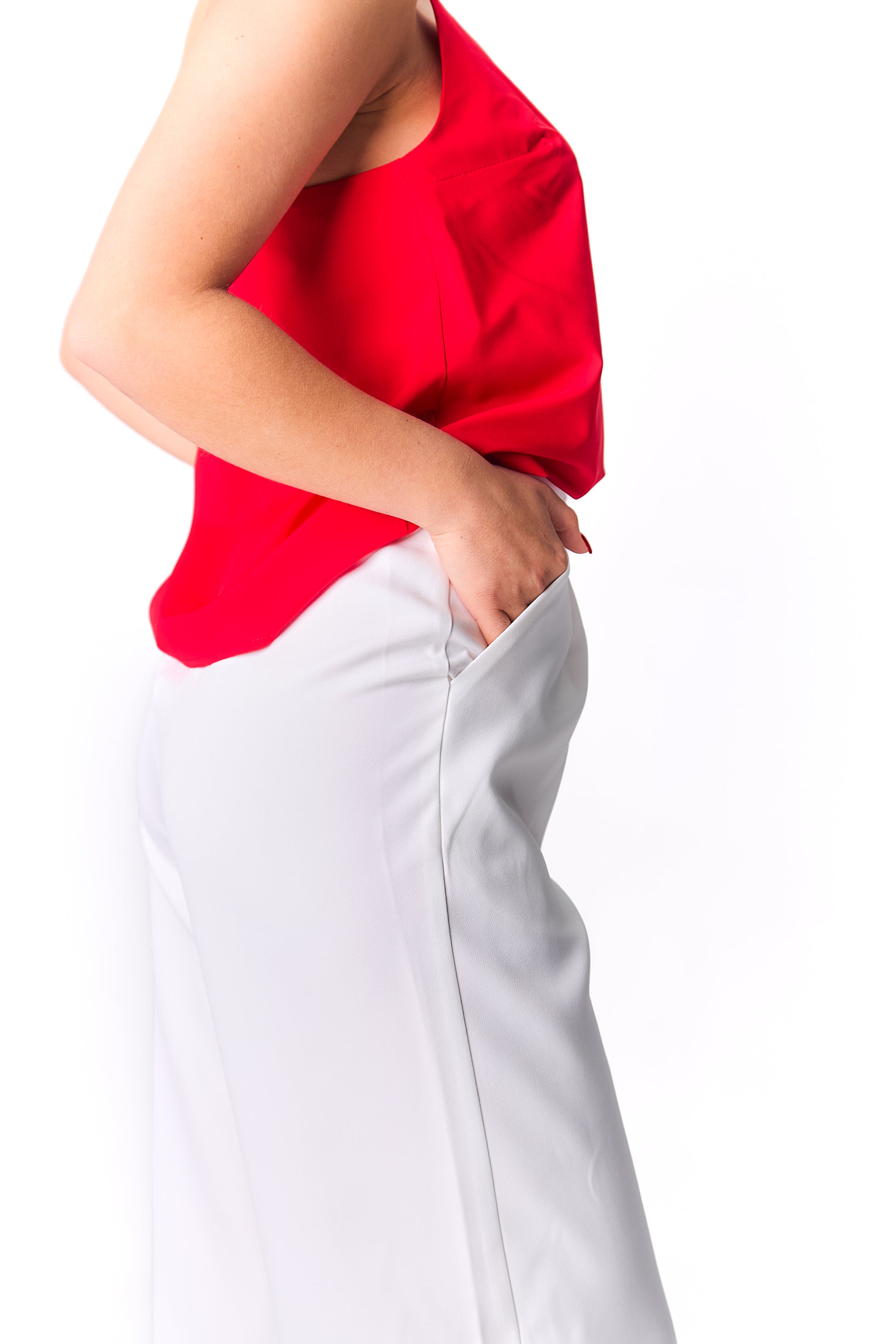 Palazzo Trousers with Pleats and Back Elastic Striped rose gold
