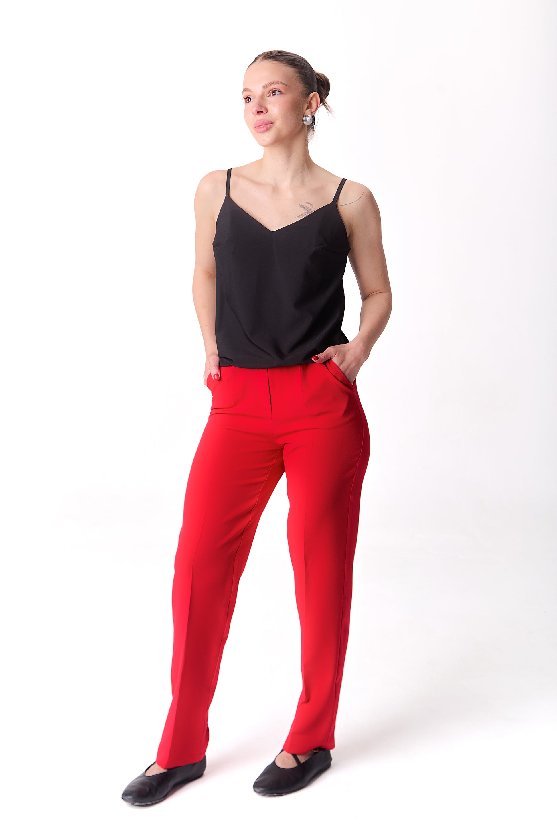 Minimalist Straight-Cut Top with Adjustable Straps – White, Red, Black Red