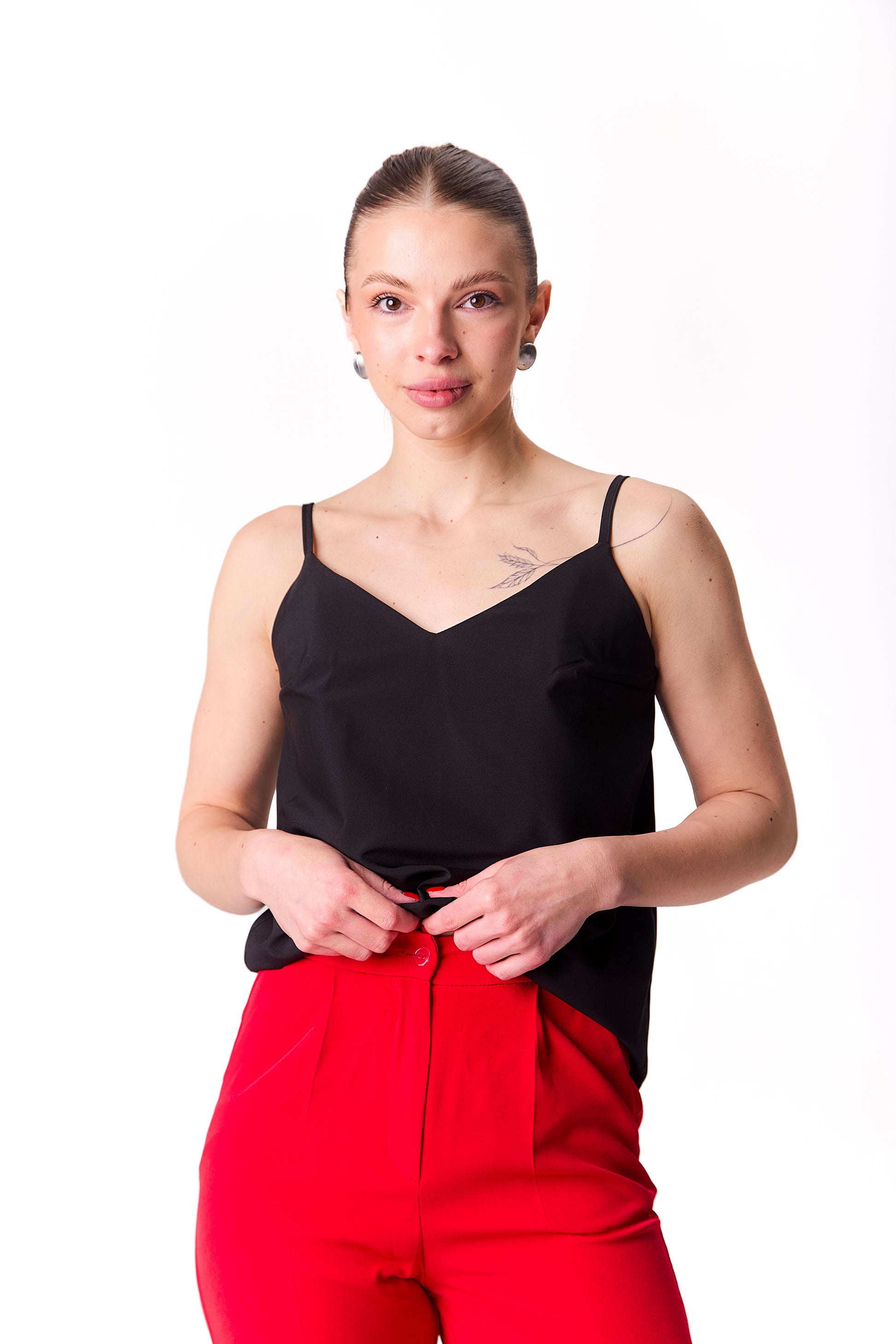 Minimalist Straight-Cut Top with Adjustable Straps – White, Red, Black Red