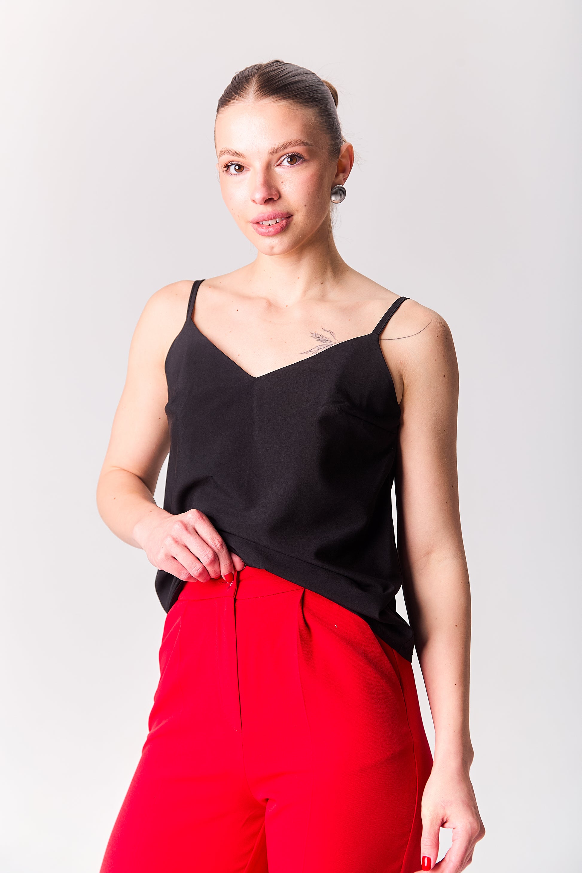 Minimalist Straight-Cut Top with Adjustable Straps – White, Red, Black Red