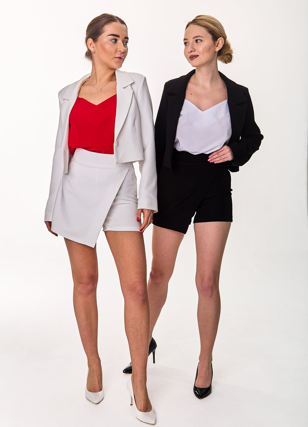 Asymmetrical Skort with Overlap Front Red