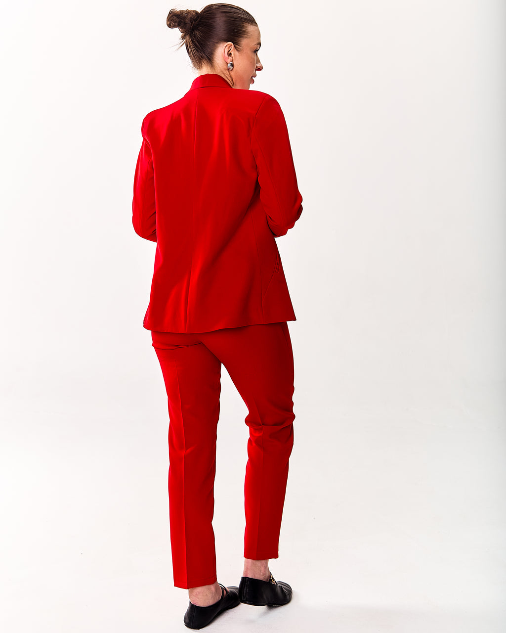 Classic Straight-Leg Trousers with Pleats Red
