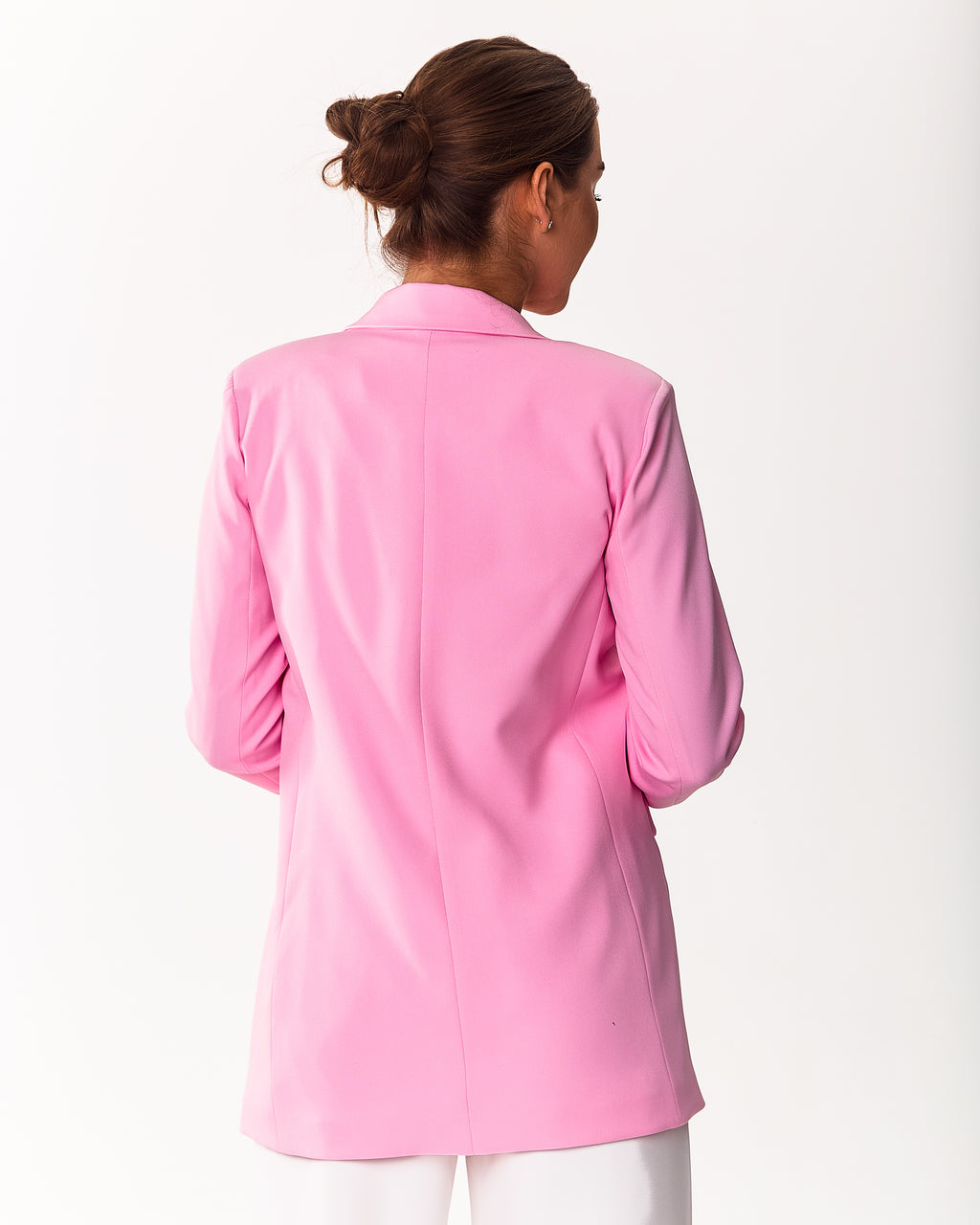 Women’s mid-length classic blazer with lapel collar and flap pockets Black