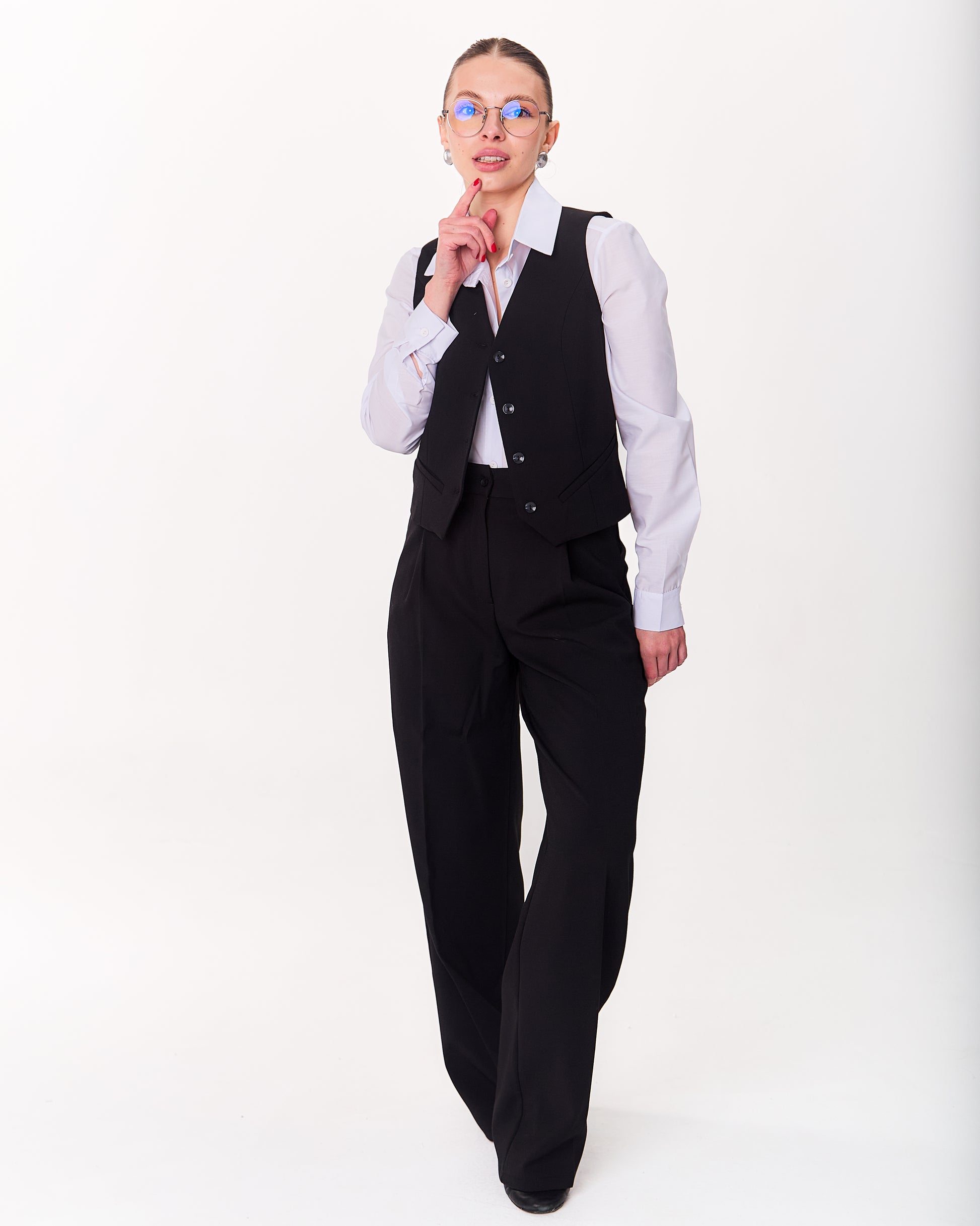 Palazzo Trousers with Pleats and Back Elastic Striped rose gold