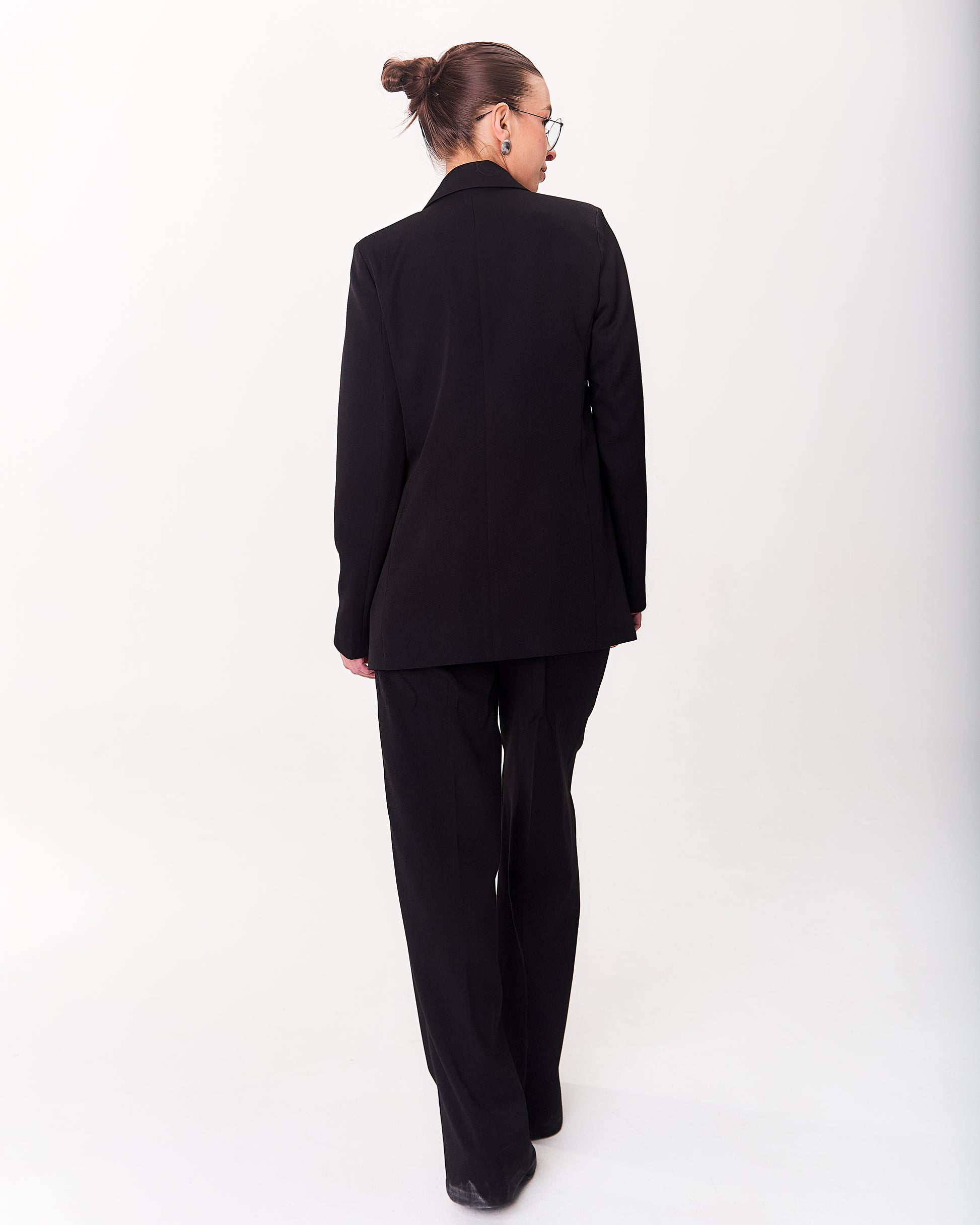 Palazzo Trousers with Pleats and Back Elastic Striped rose gold